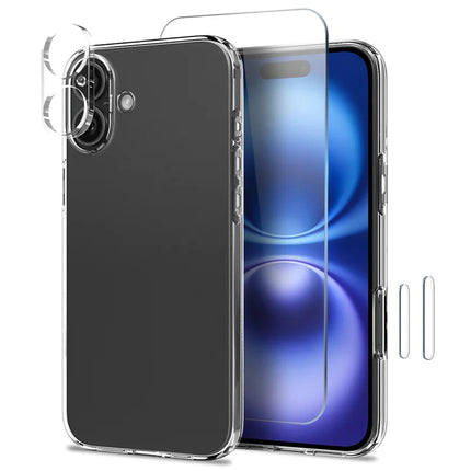 NORTHJO for iPhone 16 Plus TPU Clear Phone Case with Tempered Glass Screen Protector and Lens Film