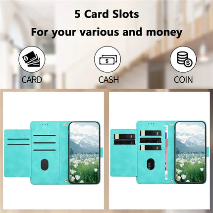 For Samsung Galaxy A06 Case Tulip Leather Phone Cover with 5 Card Slots Wallet
