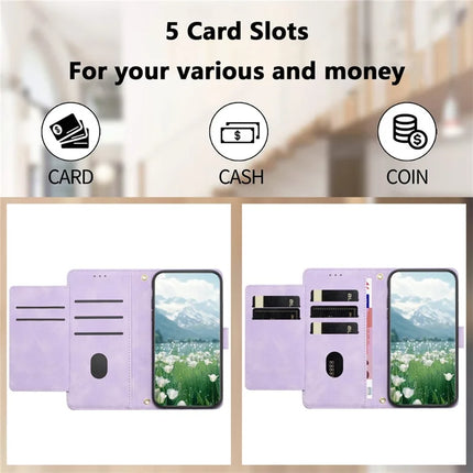 For Samsung Galaxy A06 Case Tulip Leather Phone Cover with 5 Card Slots Wallet