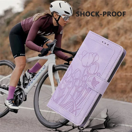 For Samsung Galaxy A06 Case Tulip Leather Phone Cover with 5 Card Slots Wallet