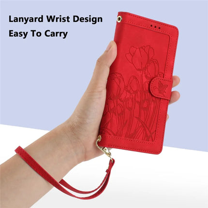 For Samsung Galaxy A06 Case Tulip Leather Phone Cover with 5 Card Slots Wallet