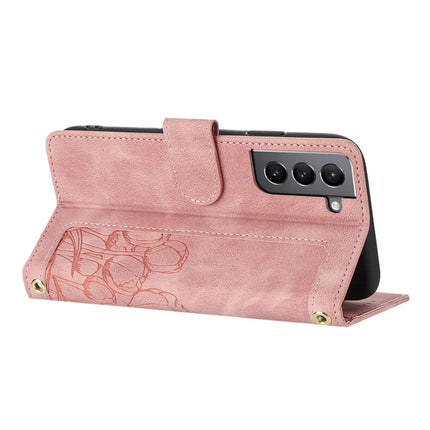 For Samsung Galaxy S22 5G Case Tulip Leather Phone Cover with 5 Card Slots Wallet