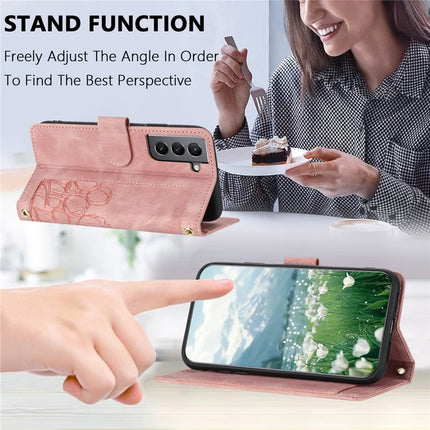 For Samsung Galaxy S22 5G Case Tulip Leather Phone Cover with 5 Card Slots Wallet