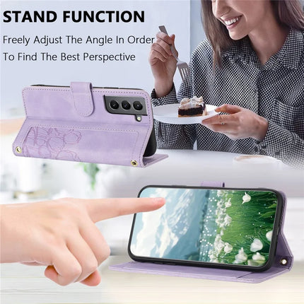 For Samsung Galaxy S22 5G Case Tulip Leather Phone Cover with 5 Card Slots Wallet