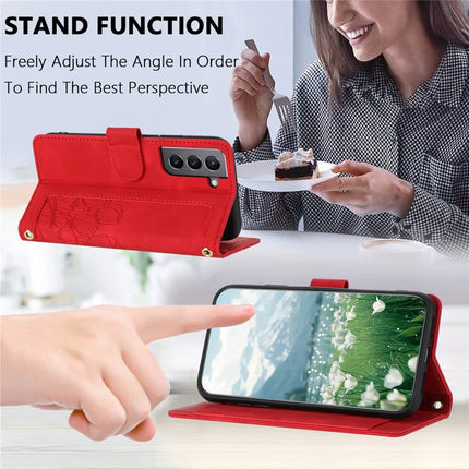 For Samsung Galaxy S22 5G Case Tulip Leather Phone Cover with 5 Card Slots Wallet