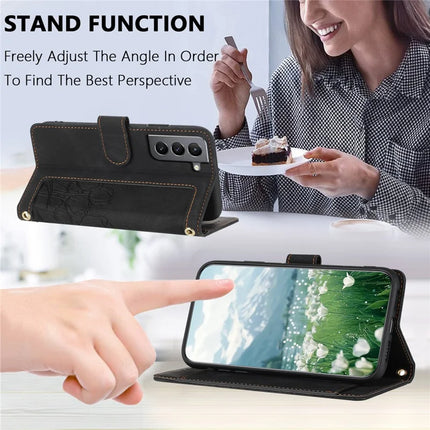 For Samsung Galaxy S22 5G Case Tulip Leather Phone Cover with 5 Card Slots Wallet