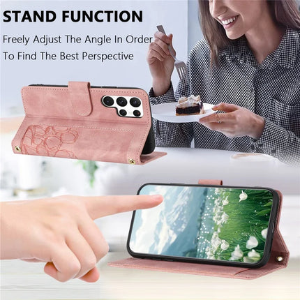 For Samsung Galaxy S22 Ultra 5G Case Tulip Leather Phone Cover with 5 Card Slots Wallet