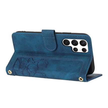 For Samsung Galaxy S22 Ultra 5G Case Tulip Leather Phone Cover with 5 Card Slots Wallet