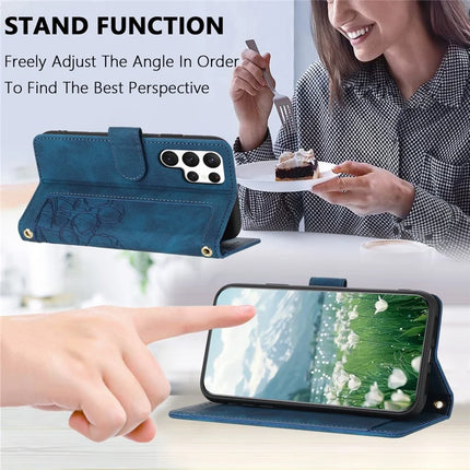 For Samsung Galaxy S22 Ultra 5G Case Tulip Leather Phone Cover with 5 Card Slots Wallet