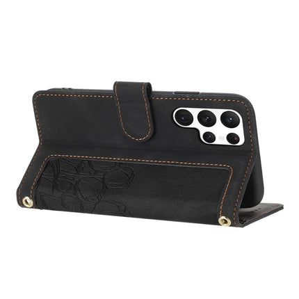 For Samsung Galaxy S22 Ultra 5G Case Tulip Leather Phone Cover with 5 Card Slots Wallet