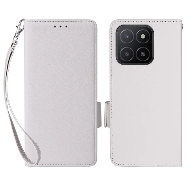 For Honor X5b / X5b Plus Case Litchi Texture PU Leather Wallet Flip Phone Cover - White
