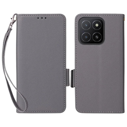 For Honor X5b / X5b Plus Case Litchi Texture PU Leather Wallet Flip Phone Cover - Grey