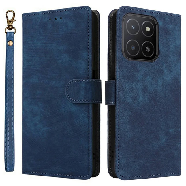 For Honor X5b / X5b Plus Wallet Case RFID Blocking PU Leather Cover Stand View - Blue