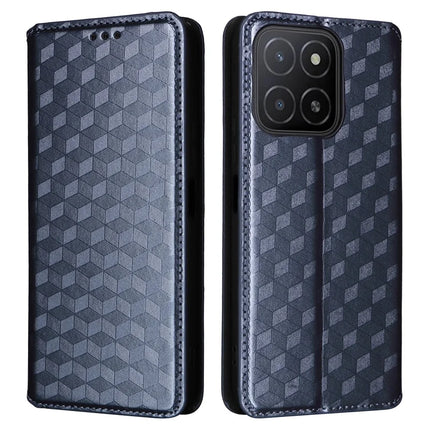 For Honor X5b / X5b Plus Wallet Case Rhombus Imprinted Leather Phone Cover - Blue