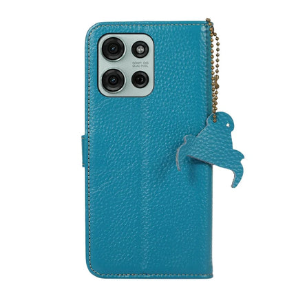 For Motorola Moto G75 5G Case RFID Blocking Genuine Cow Leather Phone Cover Litchi Texture