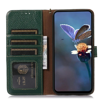 For OnePlus 13 Case RFID Blocking Genuine Cow Leather Phone Cover Litchi Texture