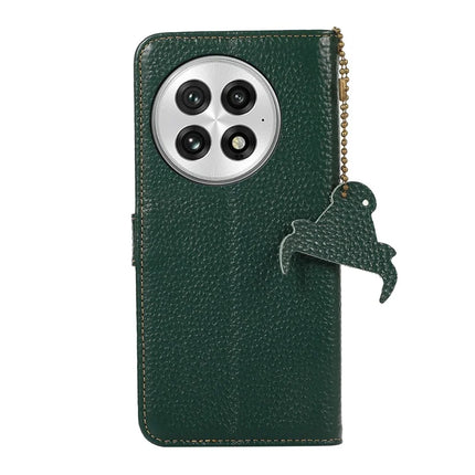 For OnePlus 13 Case RFID Blocking Genuine Cow Leather Phone Cover Litchi Texture