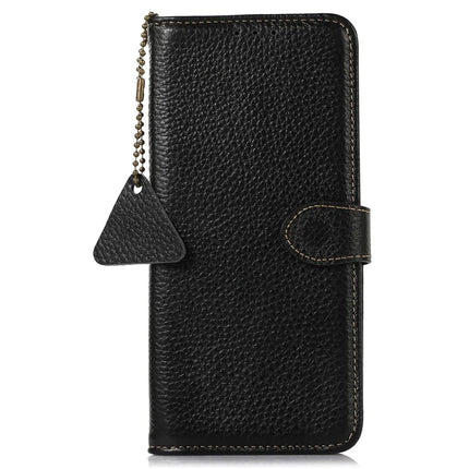 For OnePlus 13 Case RFID Blocking Genuine Cow Leather Phone Cover Litchi Texture