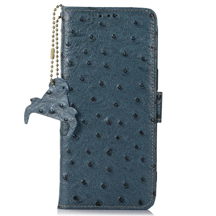 For OnePlus 13 Case RFID Blocking Genuine Cow Leather Phone Case Ostrich Texture