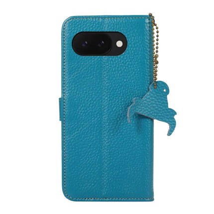 For Google Pixel 9a Case RFID Blocking Genuine Cow Leather Phone Cover Litchi Texture