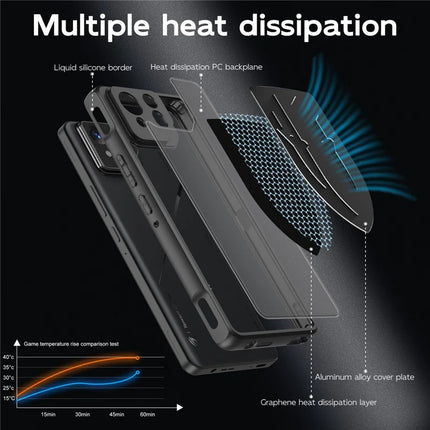 For Asus ROG Phone 8 Pro 5G / Phone 8 5G Shield Heat Dissipation Phone Case Liquid Silicone+PC Back Cover