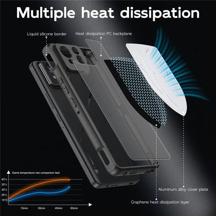 For Asus ROG Phone 8 Pro 5G / Phone 8 5G Shield Heat Dissipation Phone Case Liquid Silicone+PC Back Cover
