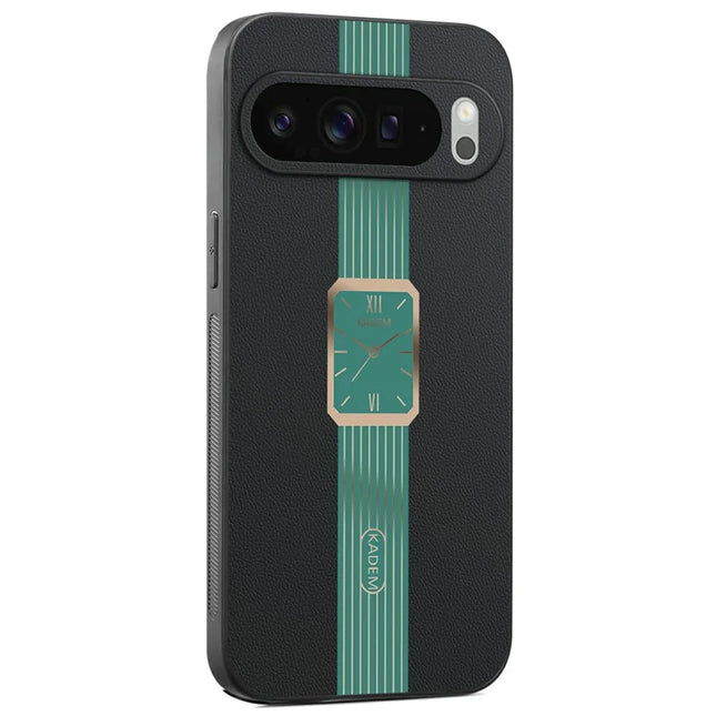 KADEM For Google Pixel 9 Pro XL Case Leather+TPU+Acrylic Anti-Scratch Phone Cover - Green