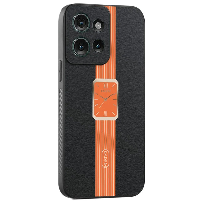 KADEM For Motorola Edge 50 5G Case Leather+TPU+Acrylic Anti-Scratch Phone Cover - Orange