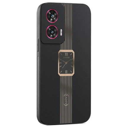 KADEM For Motorola Edge 50 Fusion 5G Case Leather+TPU+Acrylic Anti-Scratch Phone Cover - Black