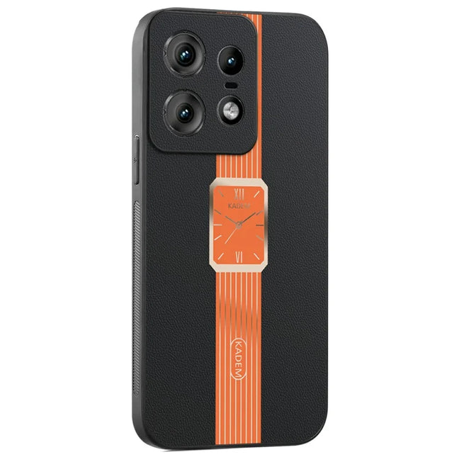 KADEM For Motorola Edge 50 Pro 5G Case Leather+TPU+Acrylic Anti-Scratch Phone Cover - Orange