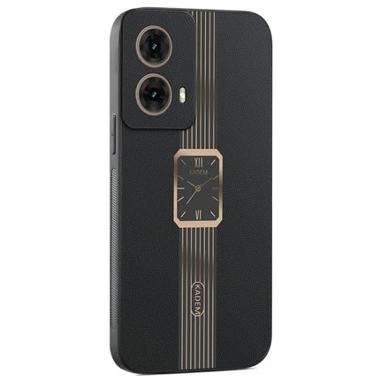 KADEM For Motorola Moto G85 5G / S50 Neo 5G Case Leather+TPU+Acrylic Anti-Scratch Phone Cover - Black