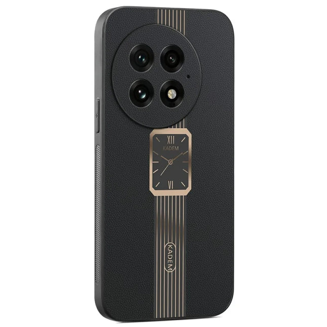 KADEM For OnePlus 13 Case Leather+TPU+Acrylic Anti-Scratch Phone Cover - Black