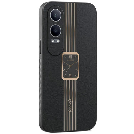 KADEM For Oneplus Nord CE4 Lite 5G / Oppo K12x 5G (China) Case Leather+TPU+Acrylic Anti-Scratch Phone Cover - Black