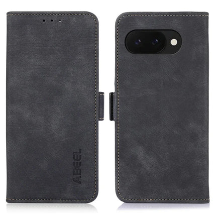 ABEEL For Google Pixel 9a Wallet Phone Case Retro Leather Flip Cover with Stand - Black