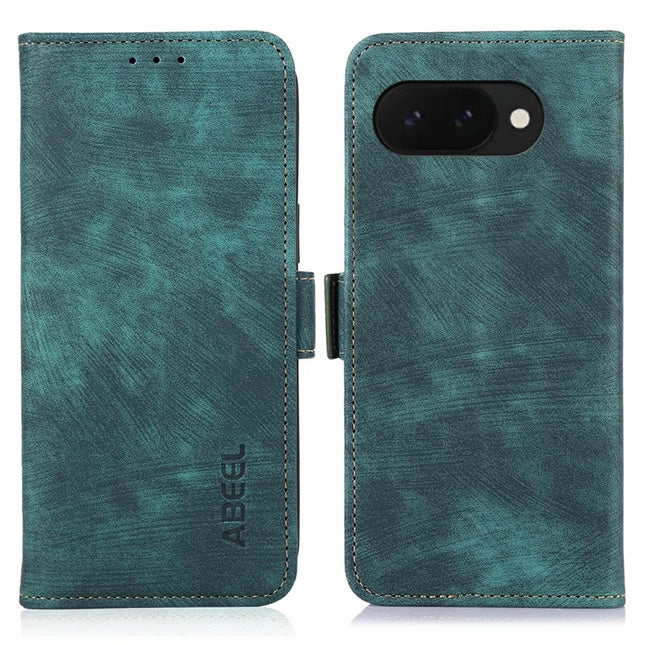 ABEEL For Google Pixel 9a Wallet Phone Case Retro Leather Flip Cover with Stand - Green