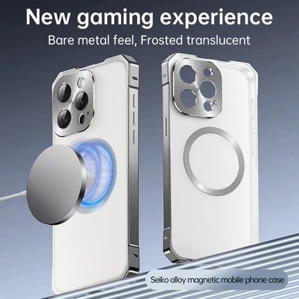 For iPhone 16 Pro Max Case Compatible with MagSafe Hard PC Metal Frame Frosted Phone Back Cover