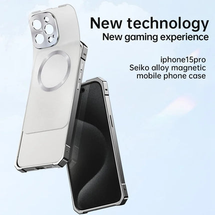 For iPhone 16 Pro Max Case Compatible with MagSafe Hard PC Metal Frame Frosted Phone Back Cover