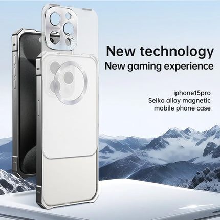 For iPhone 16 Pro Max Case Compatible with MagSafe Hard PC Metal Frame Frosted Phone Back Cover