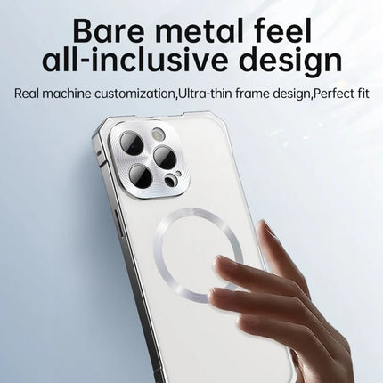 For iPhone 16 Pro Max Case Compatible with MagSafe Hard PC Metal Frame Frosted Phone Back Cover