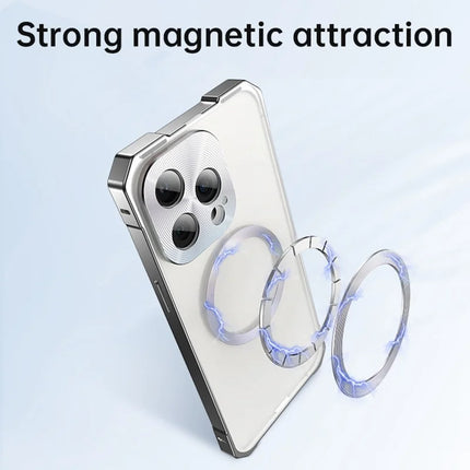 For iPhone 16 Pro Max Case Compatible with MagSafe Hard PC Metal Frame Frosted Phone Back Cover