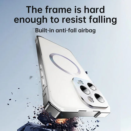 For iPhone 16 Pro Max Case Compatible with MagSafe Hard PC Metal Frame Frosted Phone Back Cover