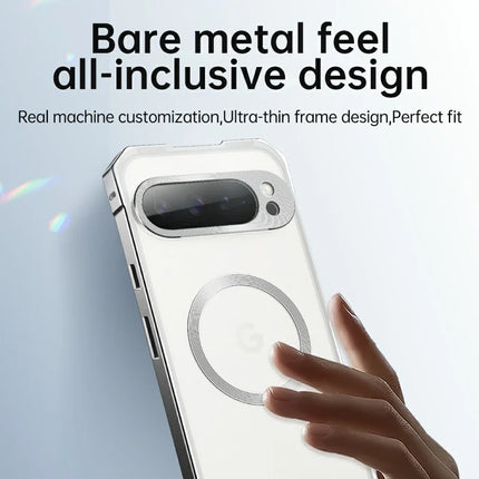 For Google Pixel 9 Case Compatible with MagSafe Hard PC Metal Frame Frosted Phone Back Cover