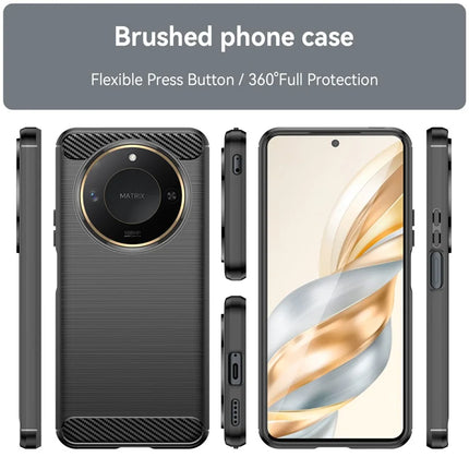 For Honor X60 5G Case Carbon Fiber Texture Brushed Anti Fingerprint Phone Back Cover