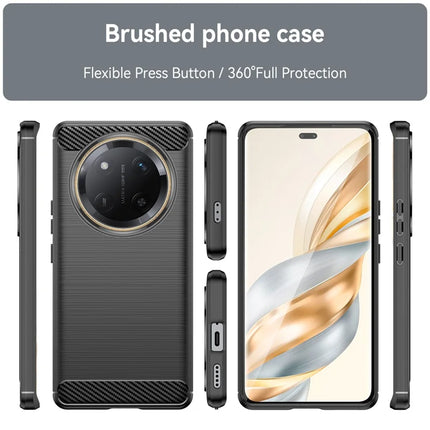 For Honor X60 Pro 5G Case Carbon Fiber Texture Brushed Anti Fingerprint Phone Back Cover