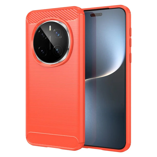 For Honor Magic7 Pro 5G Case Carbon Fiber Texture Brushed Anti Fingerprint Phone Back Cover - Red