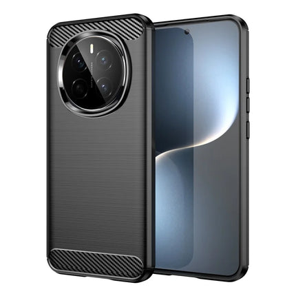 For Honor Magic7 5G Case Carbon Fiber Texture Brushed Anti Fingerprint Phone Back Cover - Black