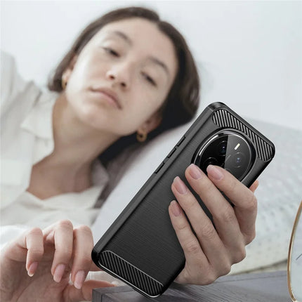 For Honor Magic7 5G Case Carbon Fiber Texture Brushed Anti Fingerprint Phone Back Cover
