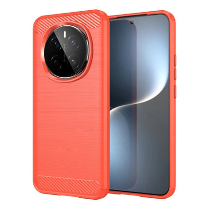 For Honor Magic7 5G Case Carbon Fiber Texture Brushed Anti Fingerprint Phone Back Cover - Red
