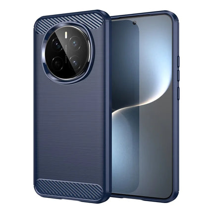 For Honor Magic7 5G Case Carbon Fiber Texture Brushed Anti Fingerprint Phone Back Cover - Blue