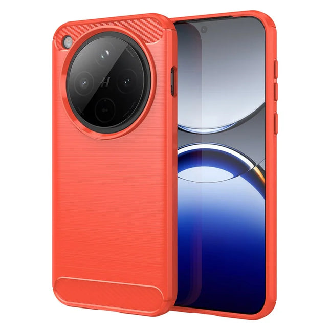 For Oppo Find X8 5G Case Carbon Fiber Texture Brushed Anti Fingerprint Phone Back Cover - Red
